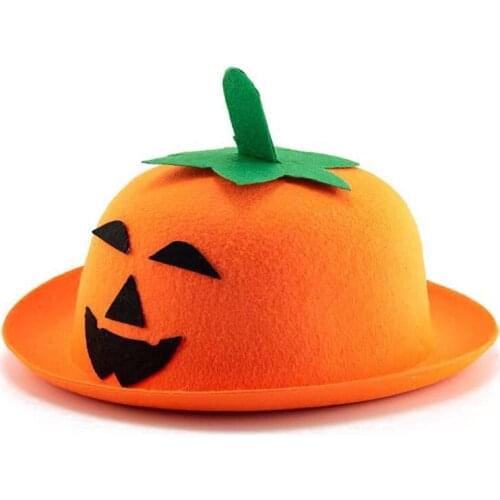 2021 Halloween Festival Dress Up Masquerade Props Dome Felt Fisherman Hat Pumpkin Hat Funny Costume Cosplay
