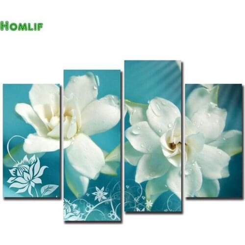 4PCS Multi-picture Diamond Painting Flower wall pictures full 5d Diamond Mosaic,diamond Embroidery orchid Rhinestone Pattern