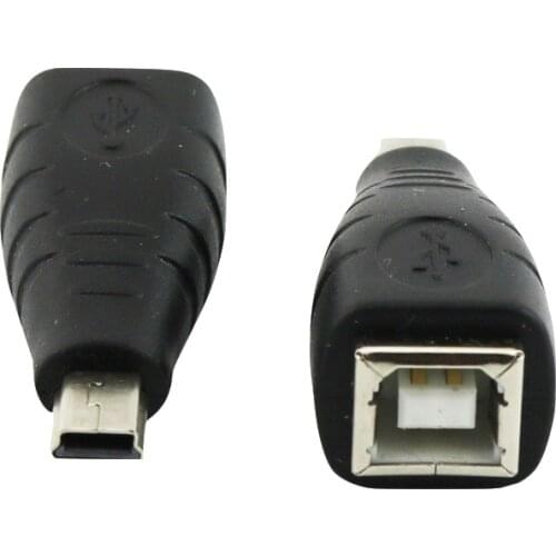 5x USB 2.0 Type B Printer Female to Mini USB 5 Pin Male Plug Adapter Convertor Black