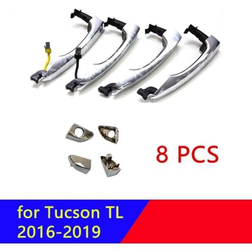 8 PCS Chrome Exterior Door Handle Smart Key for Hyundai Tucson 2016-2018 82651D3710 82661D3710