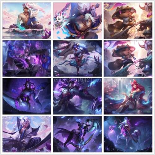 5D DIY Diamond Painting League Of Legends Latest Skin Soul Lotus Series Diamond Mosaic Japan Manga Anime Embroidery Cross Stitch