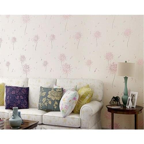 Beibehang fashion dandelion 4D Embossed wallpaper non-woven childrens room cute princess bedroom living room wallpaper roll