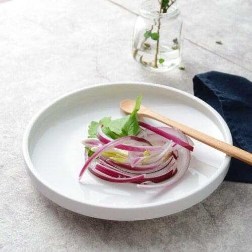 White ceramic Western-style food steak breakfast tray disc soup home deep dish cake fruit cake plate