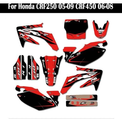 Free Customized Graphics Stickers Kits Background Decals For Honda CRF 250 CRF250R 2005 - 2009 CRF 450 CRF450R 2006 2007 2008