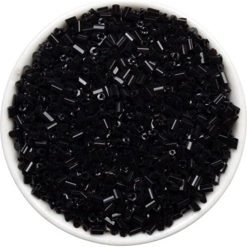 Black Color Czech Glass Tube Bugle Glass Seed Spacer Beads 1000pcs Austria Crystal Long Tube Bead For DIY Jewelry Making 2mm