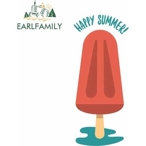 EARLFAMILY 13cm x 5.6cm for Happy Summer Popsicle Decal Cartoon Anime Car Stickers Scratch-Proof for Bumper Refrigerator Trunk