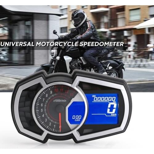 DIY Universal1,2,4 cylinder LCD Motorcycle Racing Street Bike Speedometer Odometer Instrument RPM Speed Fuel Gauge 13000RPM