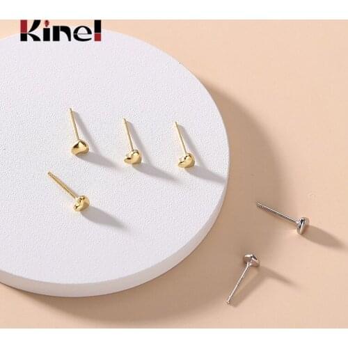 Kinel Trendy Minimalist Real 100% 925 Sterling Silver Mini Small Love Heart Stud Earrings for Women Christmas Jewelry Gifts