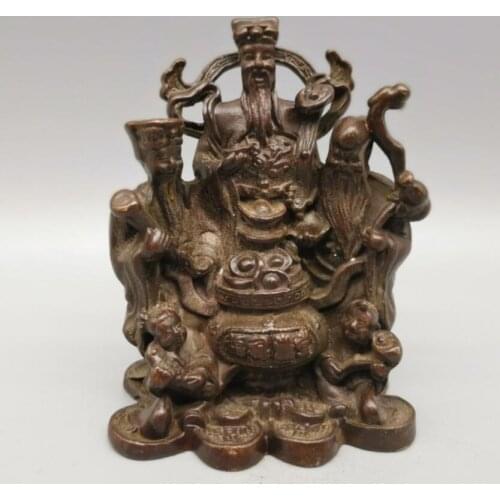 China brass Fu lu shou Buddha small crafts statue