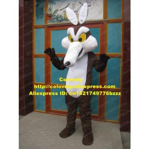Cool Brown Fox Wolf Mascot Costume Mascotte Vixen Coyote Adult Size With Big White Long Nose Big Yellow Eyes No.657 Free Ship