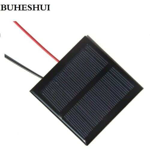 BUHESHUI 0.6W 5.5V Solar Cell Polycrystalline Solar Panel Module+Cable DIY Solar System Charger For 3.7V Battery 65*65*3MM Epoxy