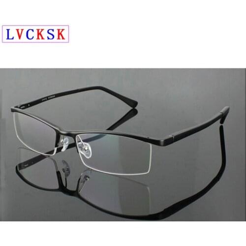 Men Myopia Glasses Semirim Aluminum Magnesium Frame Male Business Eyeglasses Frames nearsighted shorted sighted Spectacles L3