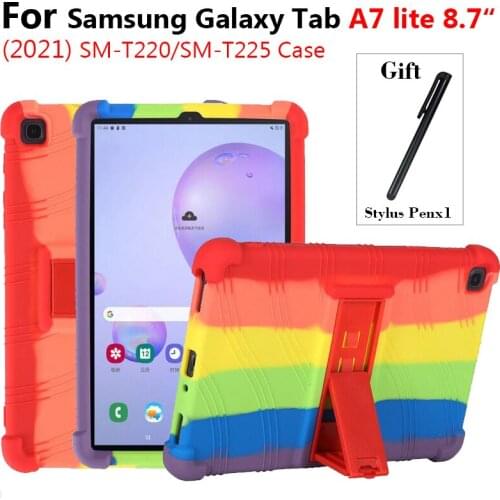 Soft Shockproof Case For Samsung Galaxy Tab A7 Lite 2021 SM-T220 SM-T225 8.7" Tablet PC Silicon Protective Cover with Kickstand