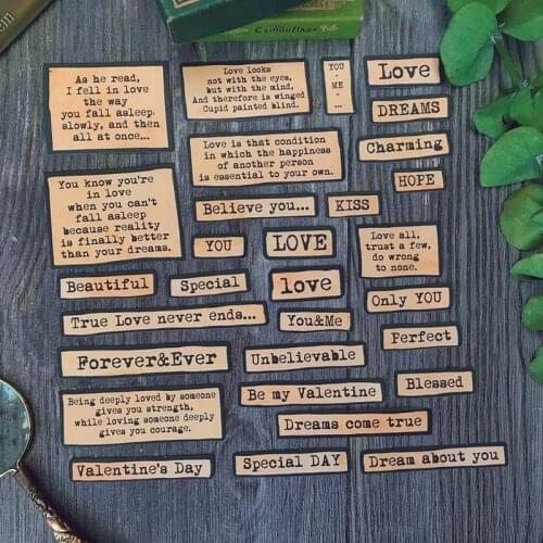 30 Pcs Love Phrase Junk Journal Ephemera Vintage Stickers Label Decorative Album Craft Aesthetic Stickers Scrapbooking Material
