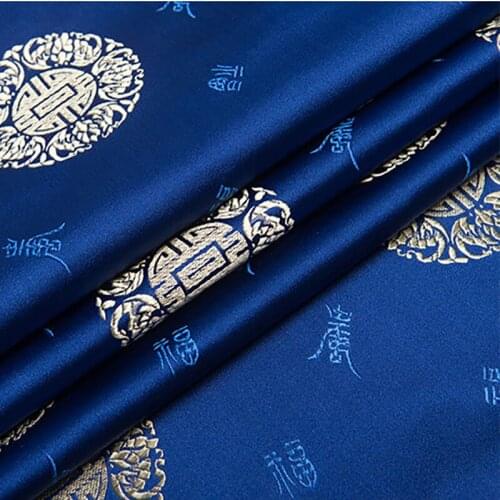 New arrival brocade blue longevity pattern fabric for patchwork felt tissue telas bed sheet dress children cloth 100x75cm
