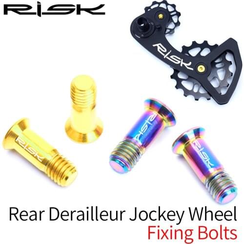 RISK 2PCS M5*14.2mm Bicycle Rear Derailleur Bolt Titanium Bolt Jockey Wheel Bolt Parts MTB Bike Shifter Guide Roller Bolt Screw