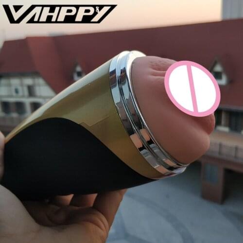 Rechargeable Hands Free Male Masturbation With Strong Suction Cup Artificial Vagina Real Pussy Sex Toys for Men male masturbator