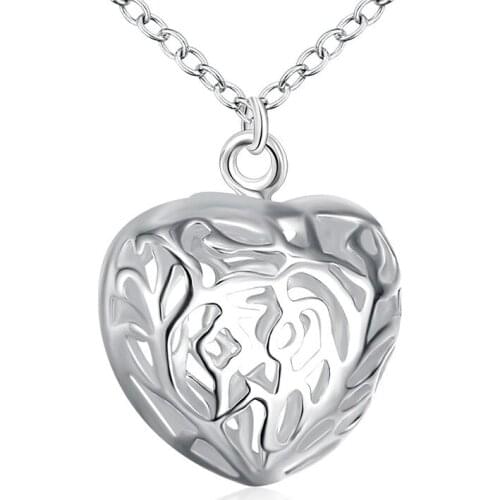 Hot Silver color heart-shaped pendant necklace fashion jewelry for woman beautiful Valentines Day gift top quality global hot
