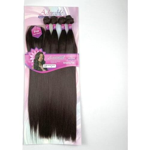 Adorble Premium Synthetic Fiber Amazing Yaki Striaght Package Hair Bundles whole Sale
