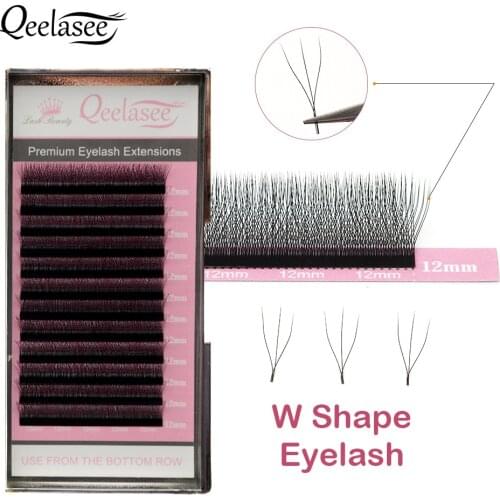 Qeelasee W Shape Lashes Auto-fan Faux Mink W Eyelashes Super Natural Soft False Eyelash Easy Fan Russian Volume Lashes