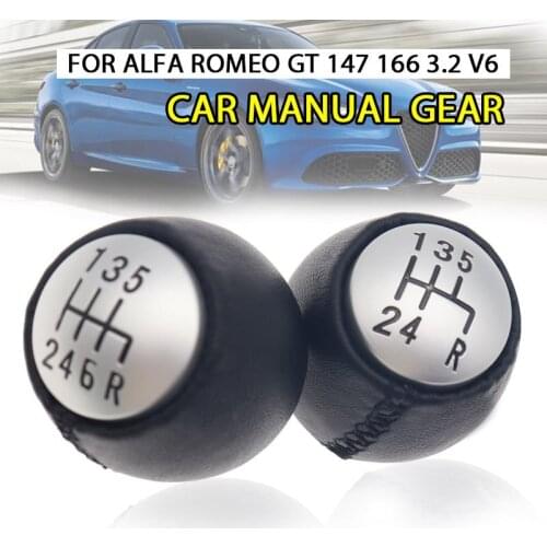 5/6 Speed Car Auto Manual Gear Shift Knob PU Leather Lever Shifter Handball Round 55347088 For Alfa Romeo GT 147 166 3.2 V6