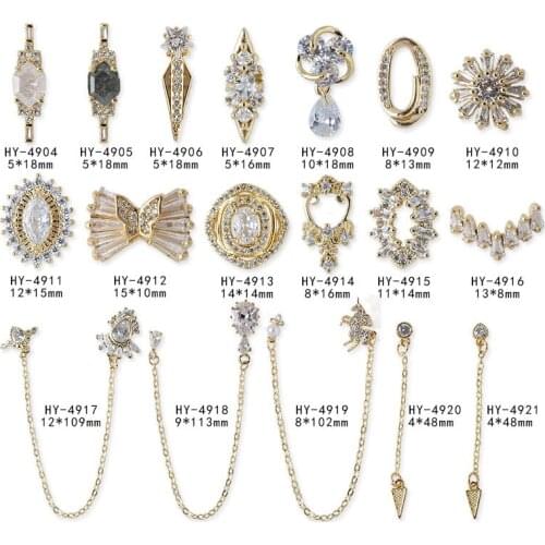 Nail Art Decoration Diamond Pentagon Star Nail Micro Drill Chain Love GEM PENDANT Nail Piece Decoration Drill