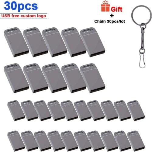30pcs/lot free logo usb flash drive 32GB 64GB metal waterproof pen drive 4GB 8GB 16GB memoria stick pendrive USB 2.0 for gifts