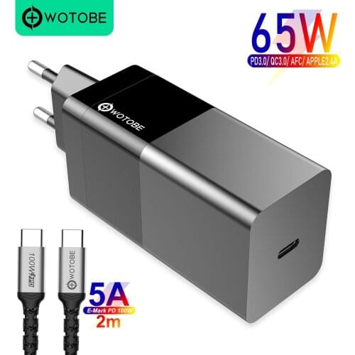 65W fast GaN mini Wall Charger,USB C PD 65W QC3.0 for TYPE C Thunderbolt 3 laptop iphone11/SE S10/S20/Note 10/9 XPS 13/15/17