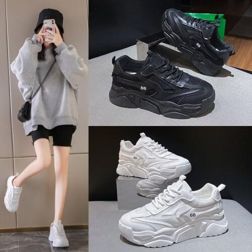 2021 Autumn New Chunky Sneakers Women Outdoor INS Style Thick Bottom Soft Daddy Shoes Round Toe Breathing Leisure Women Shoes