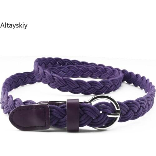 Belts Women Knitting Round Metal Smooth Needle Buckle Retro Sweet Lovely Solid All-match Cute Trendy Daily Simple Womens 2020