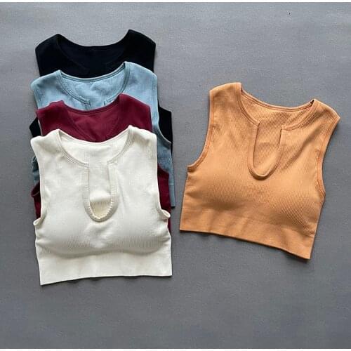 WomenS Sports Top Sport Bra Fashion U-Neck Yoga Tops Fitness Bras Vertical Stripes Breathable Workout Run Women Gym Clothing