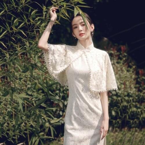 Summer Cheongsam Young Girl Lace Improved Version Dress High-end Retro Chinese Traditional Style Short Qipao Vestidos Costume