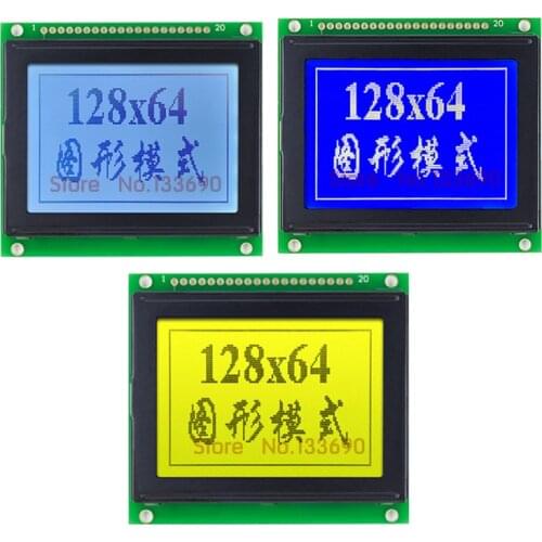 1pcs/lot 12864 128*64 128X64 Graphic Dot LCD Modules,Yellow Green LCD,.KS0107/KS0108 or Equivalent module size 78x70 mm