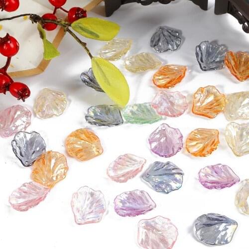 20pcs 15x17mm 18x20mm Colorful Small Leaf Shape Lampwork Beads Charm Glass Beads For Jewelry Making DIY Accessories