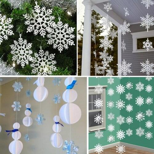 3M White Car Hanging Decoration Paper 3D Snowflake Pendant Garland Christmas