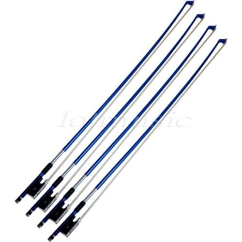 4sets Blue 1/8 Violin Bow Carbon Fiber Stick Horse Hair Frog