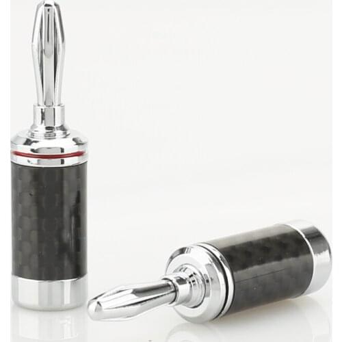 4PCS Carbon Fiber Series Rhdium Plated Banana connector for speaker cable