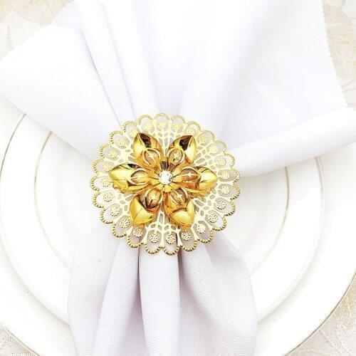 4pcs/lot Flower napkin ring metal hollow napkin buckle suitable for wedding holiday party table decoration supplies