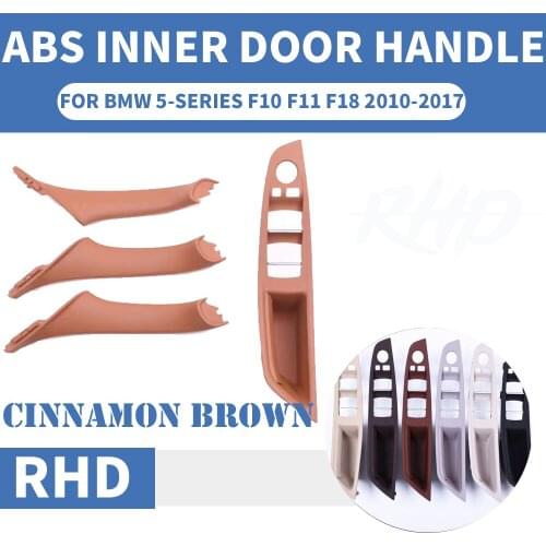 4PCS Right Hand Drive RHD For BMW 5 series F10 F11 Cinnamon Brown Car Interior Door Handle Inner Panel Pull Trim Cover Armrest