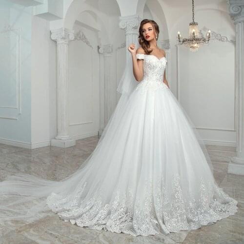 Custom Made White Wedding Dresses Robe De Mariee Sweetheart Neck Lace Up Back Short Sleeve Appliques Wedding Gowns Boda