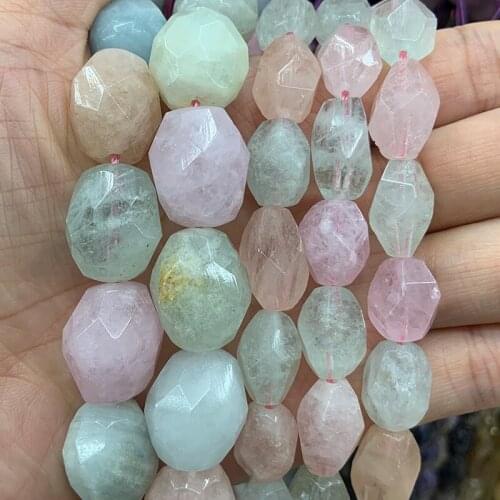 Natural Morgan Stone Beads 15'' Faceted Olive Barrel DIY Loose Beads For Jewelry Making Beads Women Necklace Bracelet Earring