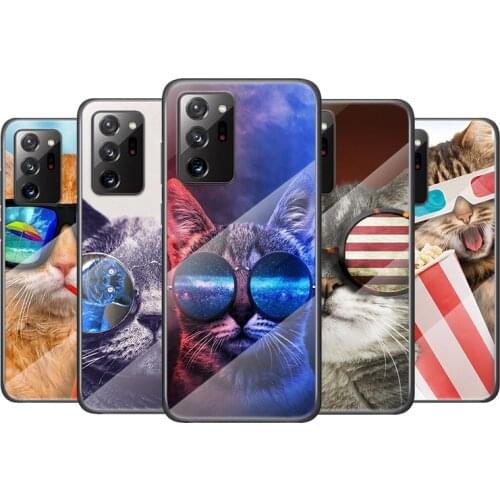 Tempered Glass Cover Cute Cat Eye For Samsung Galaxy M51 M31 M21 A70 A50 A40 A30 A20 A10 Shockproof Shell Phone Case