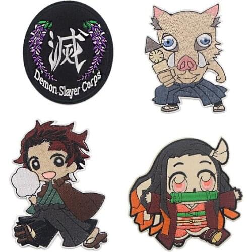 Anime Kimetsu no Yaiba Badges Clothes Embroidery Patch Applique Iron Or Sew Supplies Decorative Patches