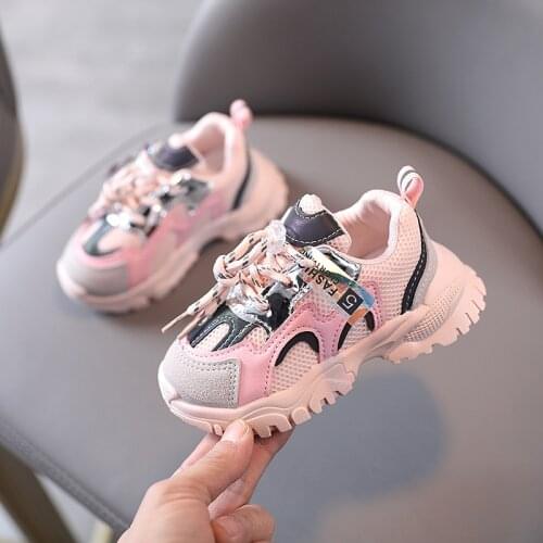 Children Casual Girls Shoes Network Layer Cloth Patchwork Sneakers Soft Bottom Antiskid Kids Shoes Tenis Baby Boy Running Shoes