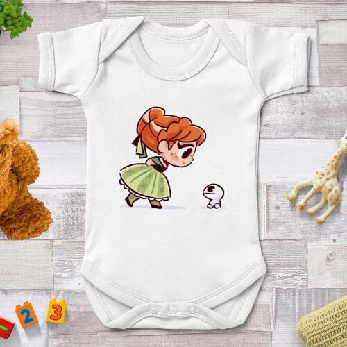 Cute Newborn Baby Romper Infant White Short Sleeve Baby Body Clothes Princess Print Boy Girl BodySuit Born Crawling Baby 0-24M