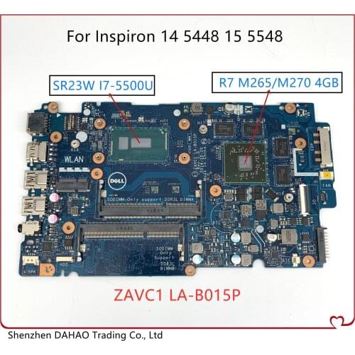 For DELL Inspiron 14 5448 15 5548 laptop motherboard，ZAVC1 LA-B015P CN-0VW3X0 0VW3X0 mainboard Wth i7-5500U R7 M270 4GB ,Test OK