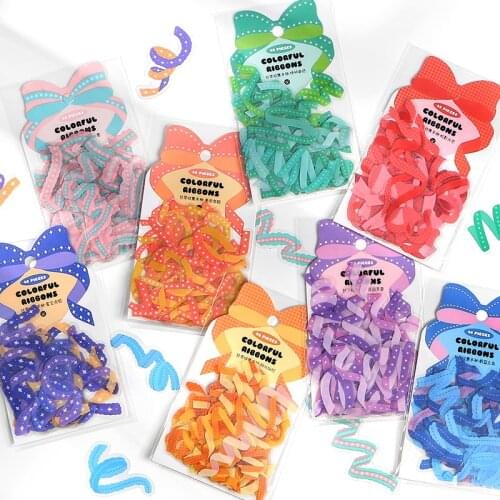 40Pcs Cute Ribbon Bow Sticker Ins Hand Account Diary Star Chasing Ribbon Decoration Material Stickers Personalized Stationery