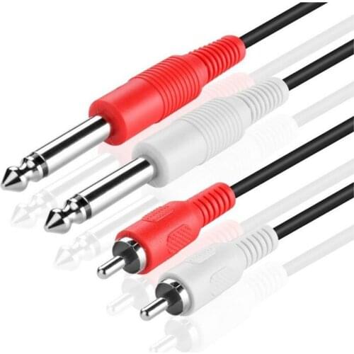 LBSC Premium Dual 1/4 Inch To Dual RCA Audio Cable - Male 6.35mm 1/4" Phono Mono to RCA Connector Wire Cord Plug Jack