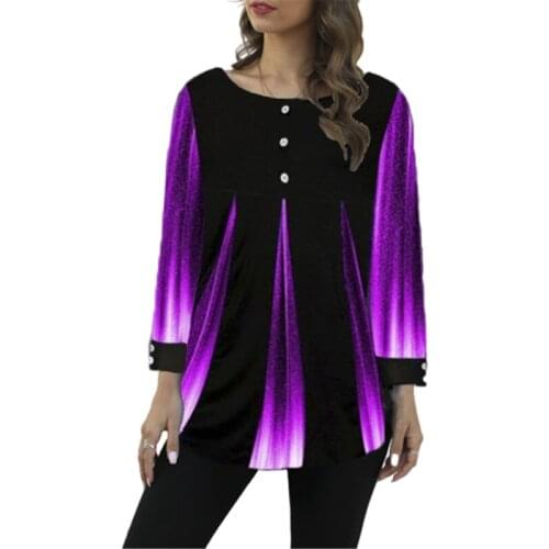 New Summer Tops 5xl Plus Size Women 3d Gradient T Shirt Casual Streetwear Long Sleeve Loose Tshirts Fashion Tees Female Clothing