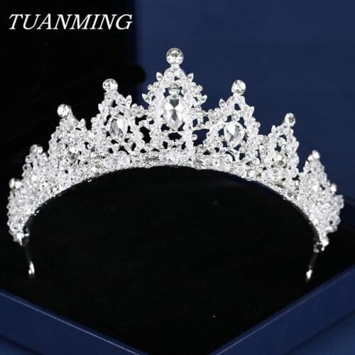 Crystal Crown Tiara Wedding Crown Princess Headband Handamde Silver Color Crystal Queen Jewelry Miss Universe Pageant Headdress